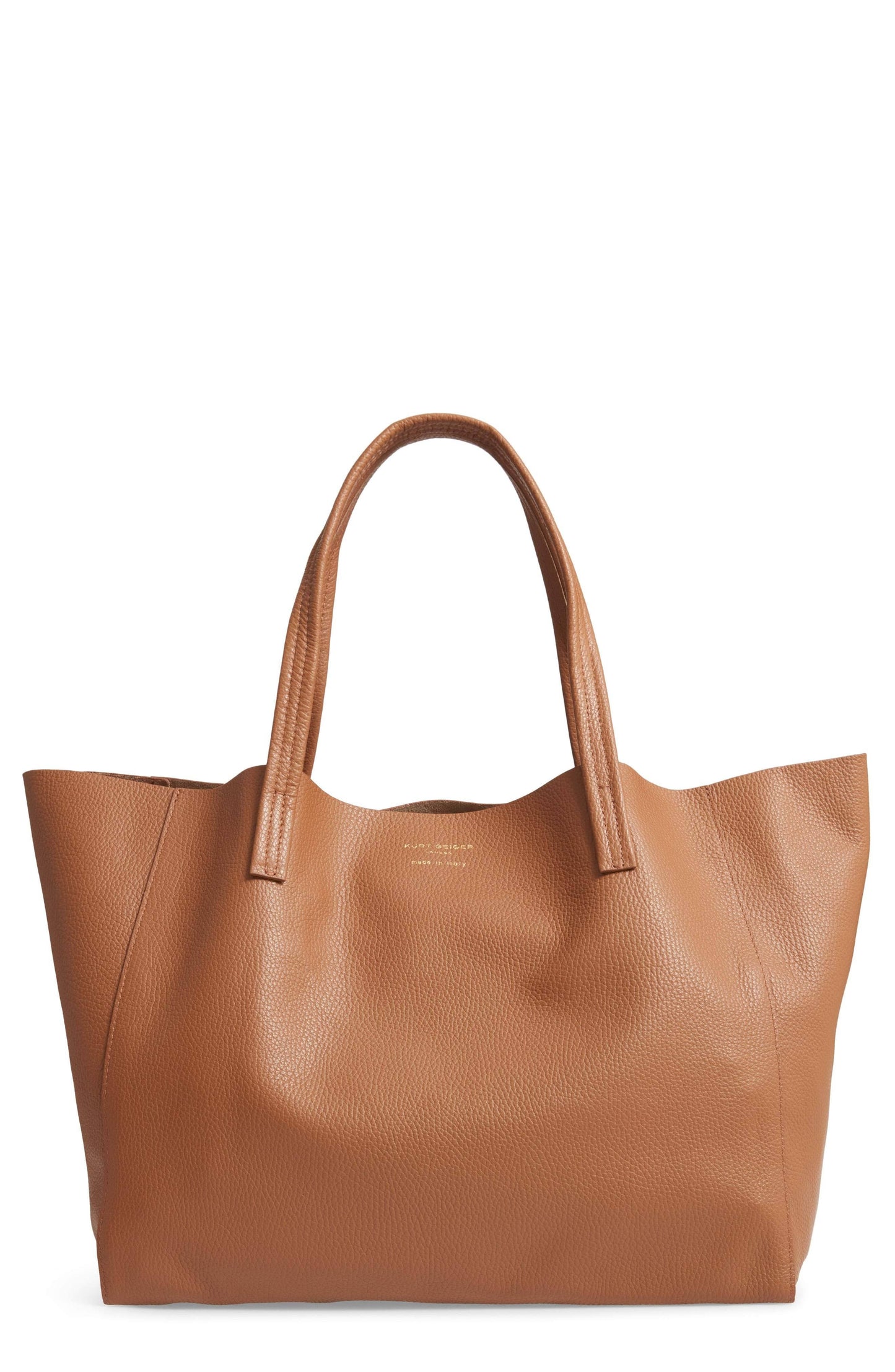 London Violet Leather Tote In Tan