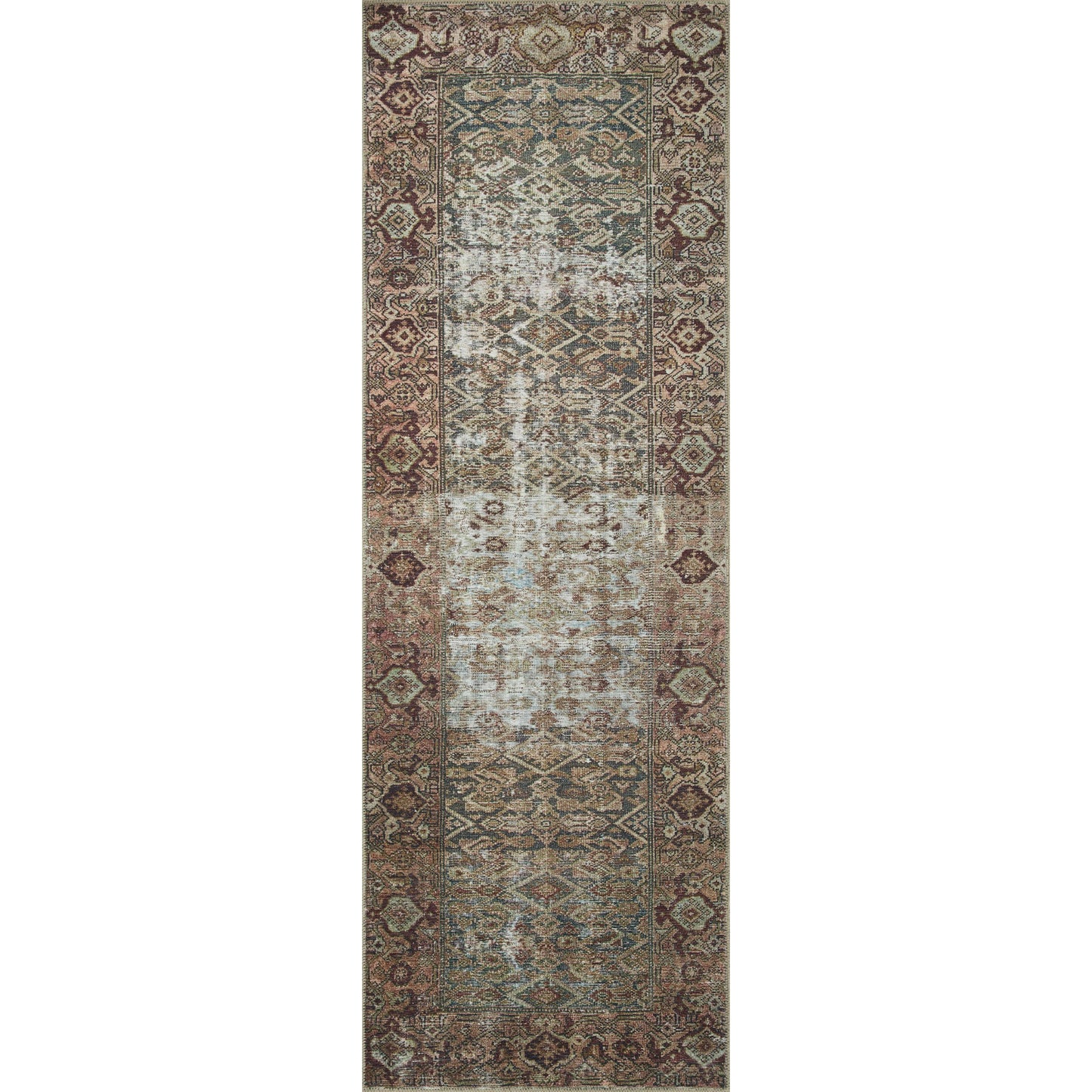 Lewis X 3'0" 12'0" Moss/Salmon Georgie Ger-07 Runner Area Rug