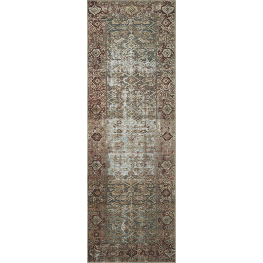 Lewis X Georgie Collection Ger-07 Moss / Salmon 7'6" X 9'6" Area Rug