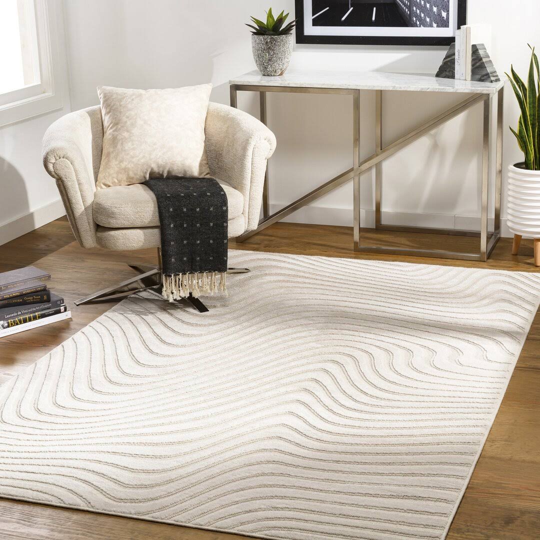 Light Beige/Cream Area Rug Rug Size: Rectangle 3'11" X 5'7"