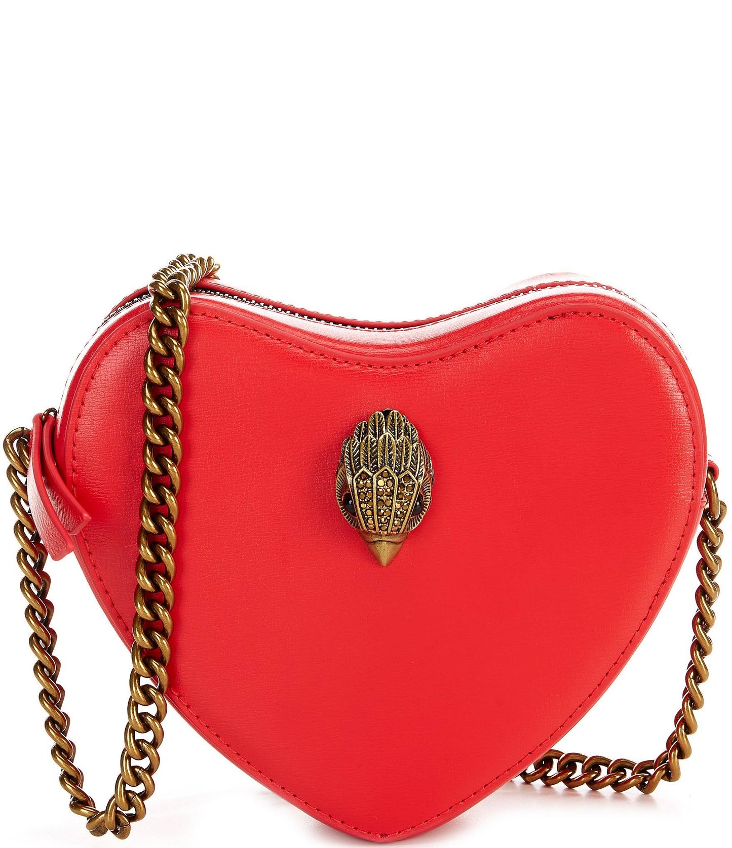 London Kensington Leather Heart Crossbody Bag - Dark Red