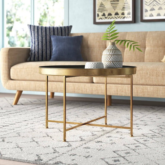 Lift Top Cross Legs Coffee Table Table Base Color: Rose Gold