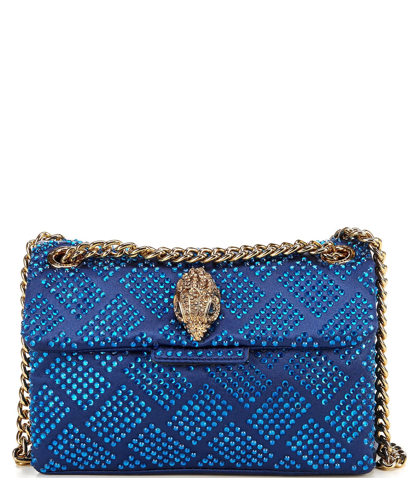 London Mini Kensington Embellished Fabric Convertible Crossbody Bag In Dark Blue