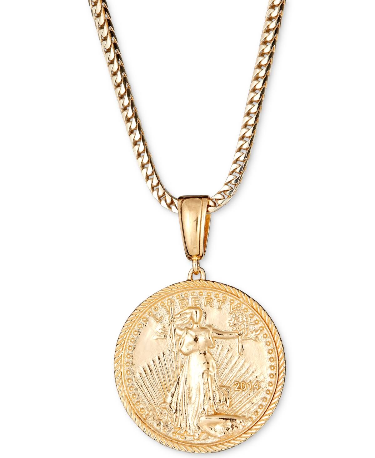 Liberty Coin 24" Pendant Necklace In 18k Gold-Plated Sterling Silver - Gold Over Silver