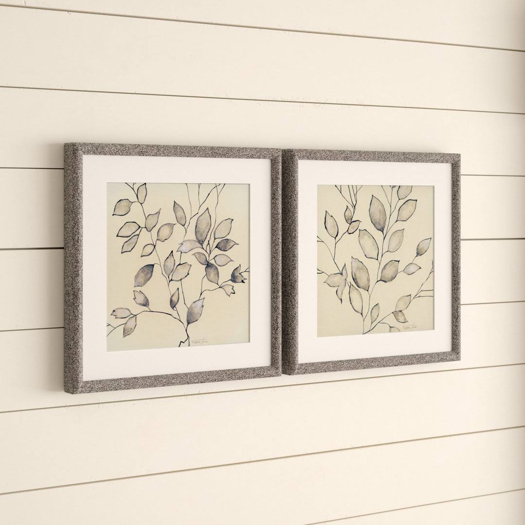 Leaves - 2 Piece Picture Frame Painting Print Set On Paper Frame Color: Black