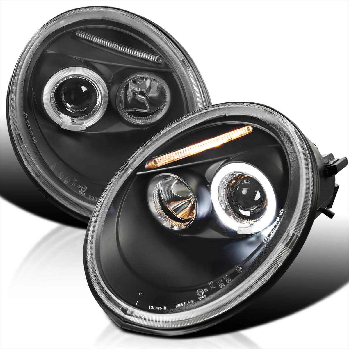 Lhp-Bee98jm-Tm Black Halo Projector Headlights Volkswagen Beetle 1998-2005