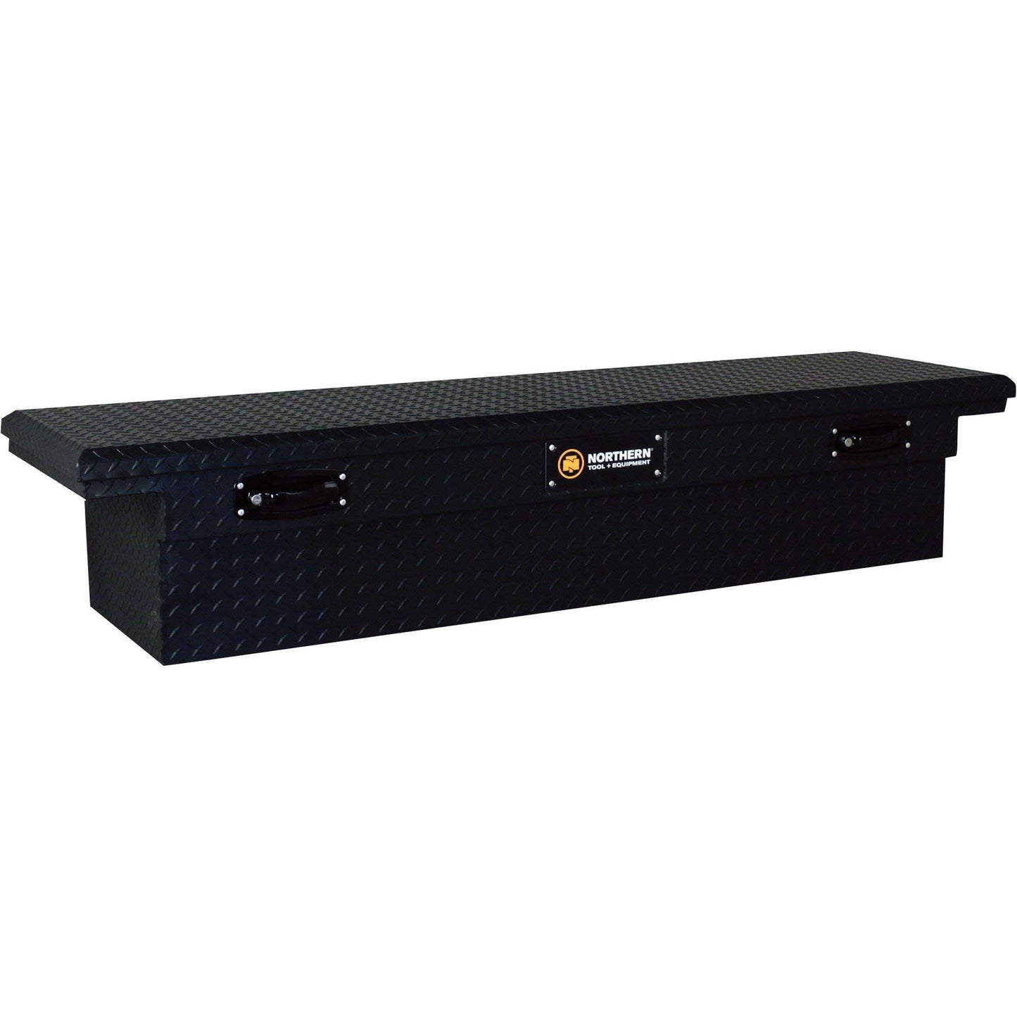 Low Profile Crossover Truck Tool Box With Removable Tray - Aluminum, Matte Black, Pull Handle Latches, 69in. X 20in. X 13in. Model