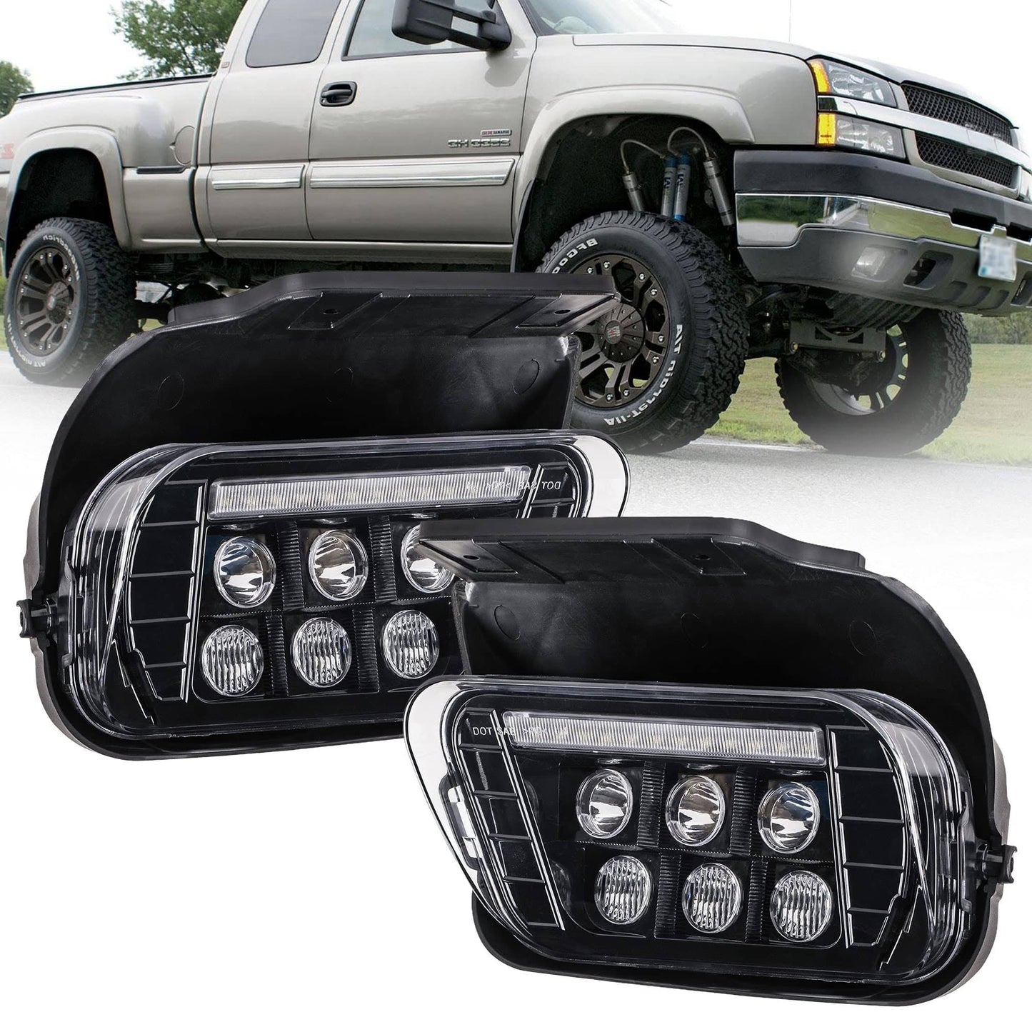 Led Fog Lights With Drl Compatible For Chevy Silverado 1500/2500hd/3500hd 2003 2004 2005 2006 All Models Avalanche 2002 2003 2004 2005 2006 Fog