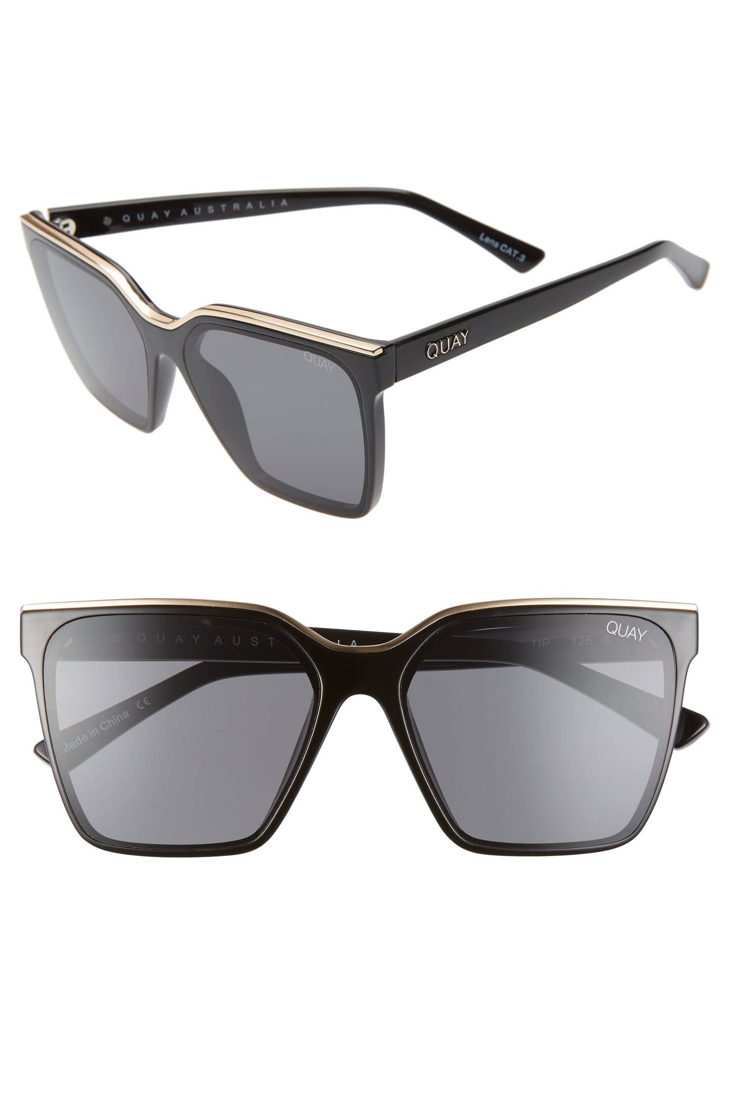 Level Up 55mm Square Sunglasses Matte Black / Black Gold