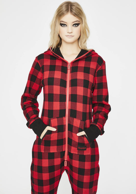 Lumber Jack Plaid Jumpsuit Red 2xl At Nordstrom Rack - Womens Nightshirts & Nightgowns - Womens Sleepwear