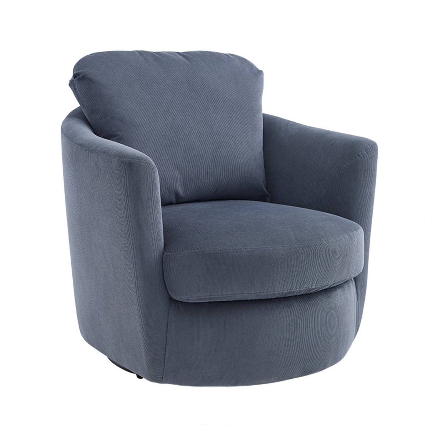 Leon Modern Comfortable Corduroy Fabric Swivel Barrel Accent Chair - Stone Blue