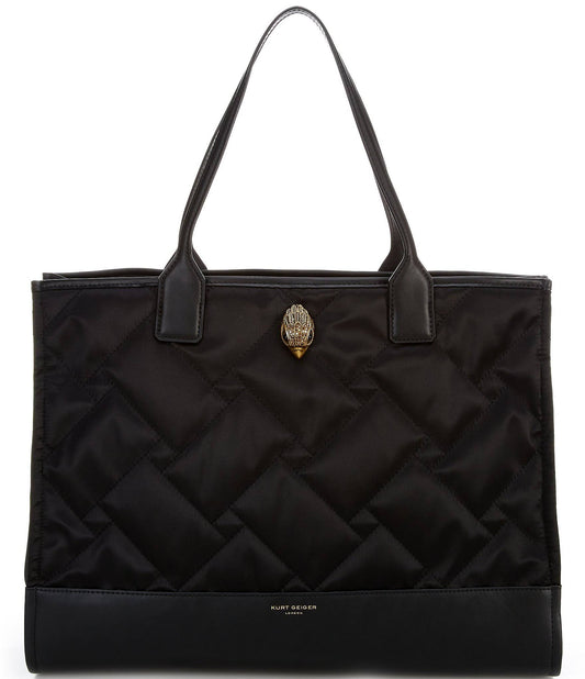 London Recycled Quilted Square Shopper - Black