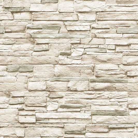 Light Stone Wallpaper - Self Adhesive Wallpaper - Double Roll / Ivory Stones