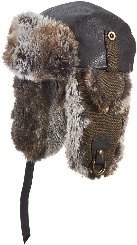 Leather Trooper- Weather Leather Brown Men's Hat