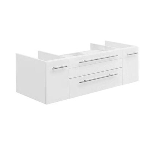 Lucera 48" Wall Hung Vessel Sink Modern Bathroom Cabinet, White