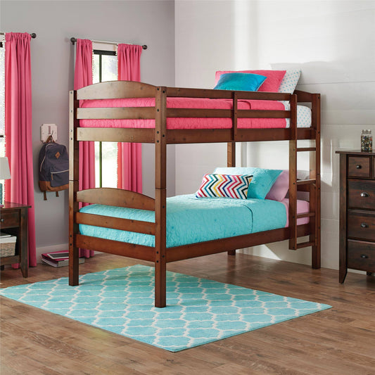 Leighton Twin Over Twin Wood Bunk Bed,Color Light Chery