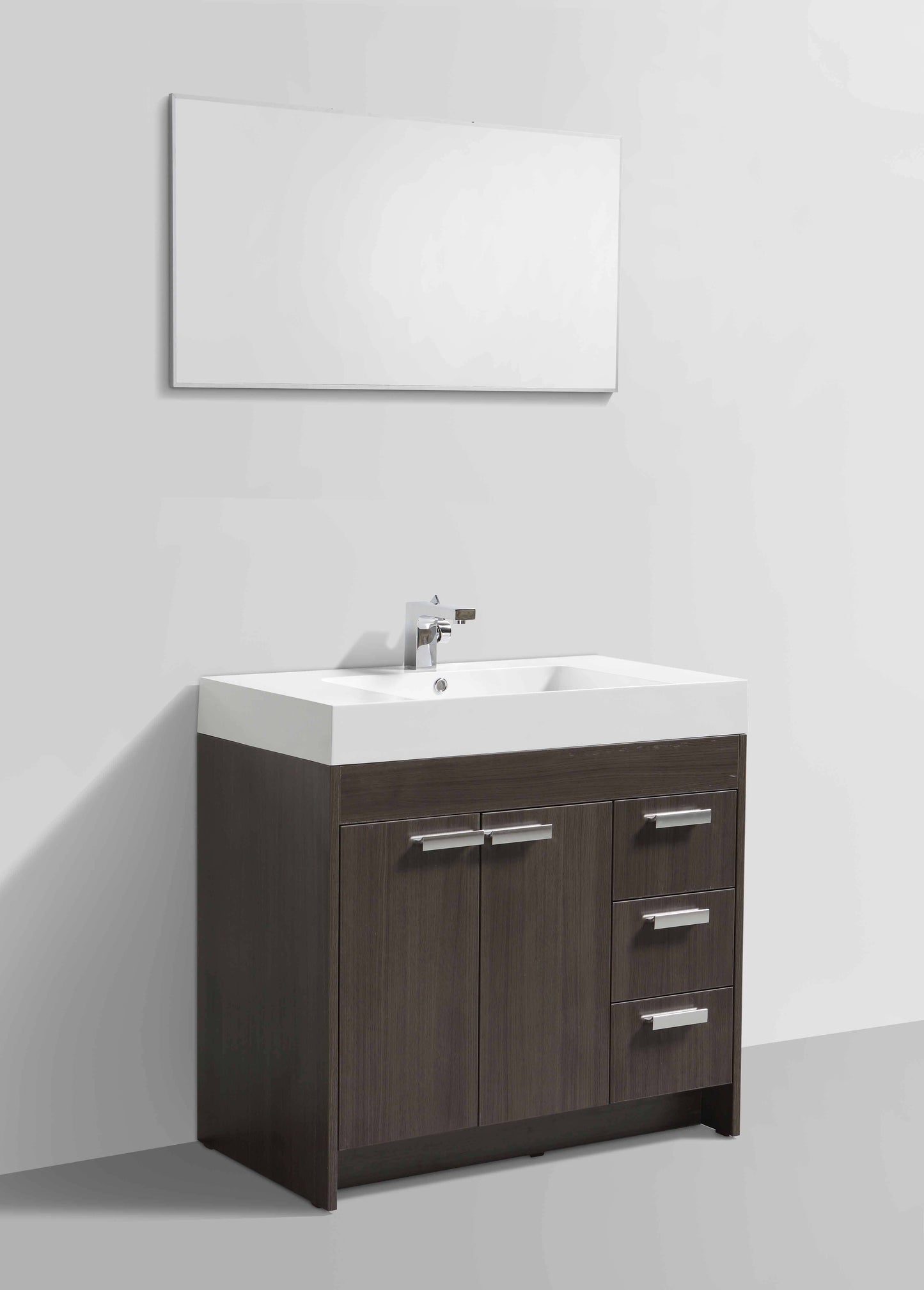 Lugano 36 Inch White Modern Bathroom Vanity With White Integrated Acrylic