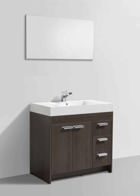 Lugano 48" Gray Oak Modern Bathroom Vanity With White Integrated Top