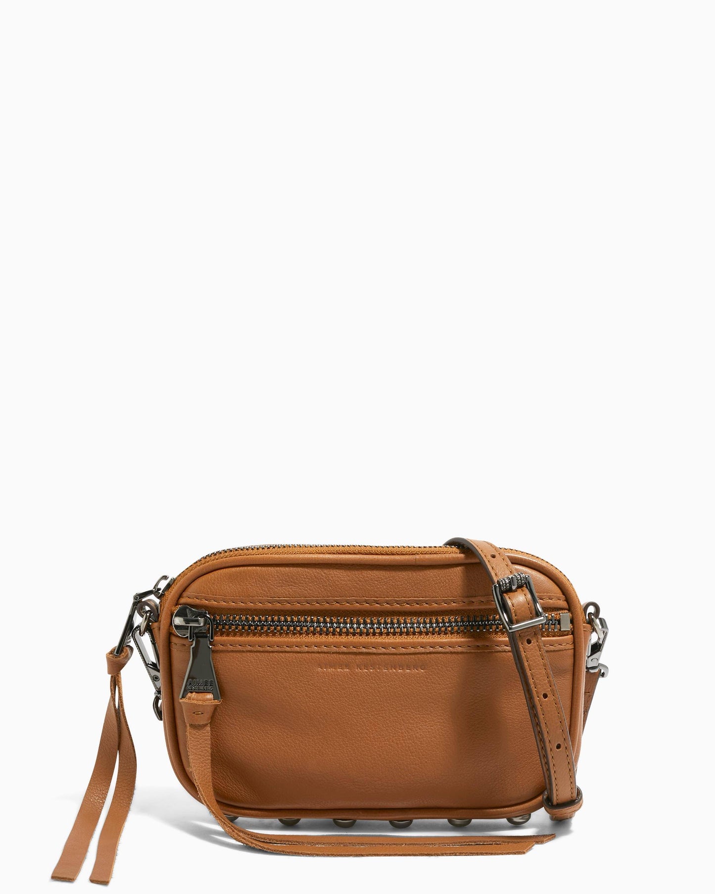 Let's Ride Mini Leather Crossbody Bag In Chestnut W/Gunmetal