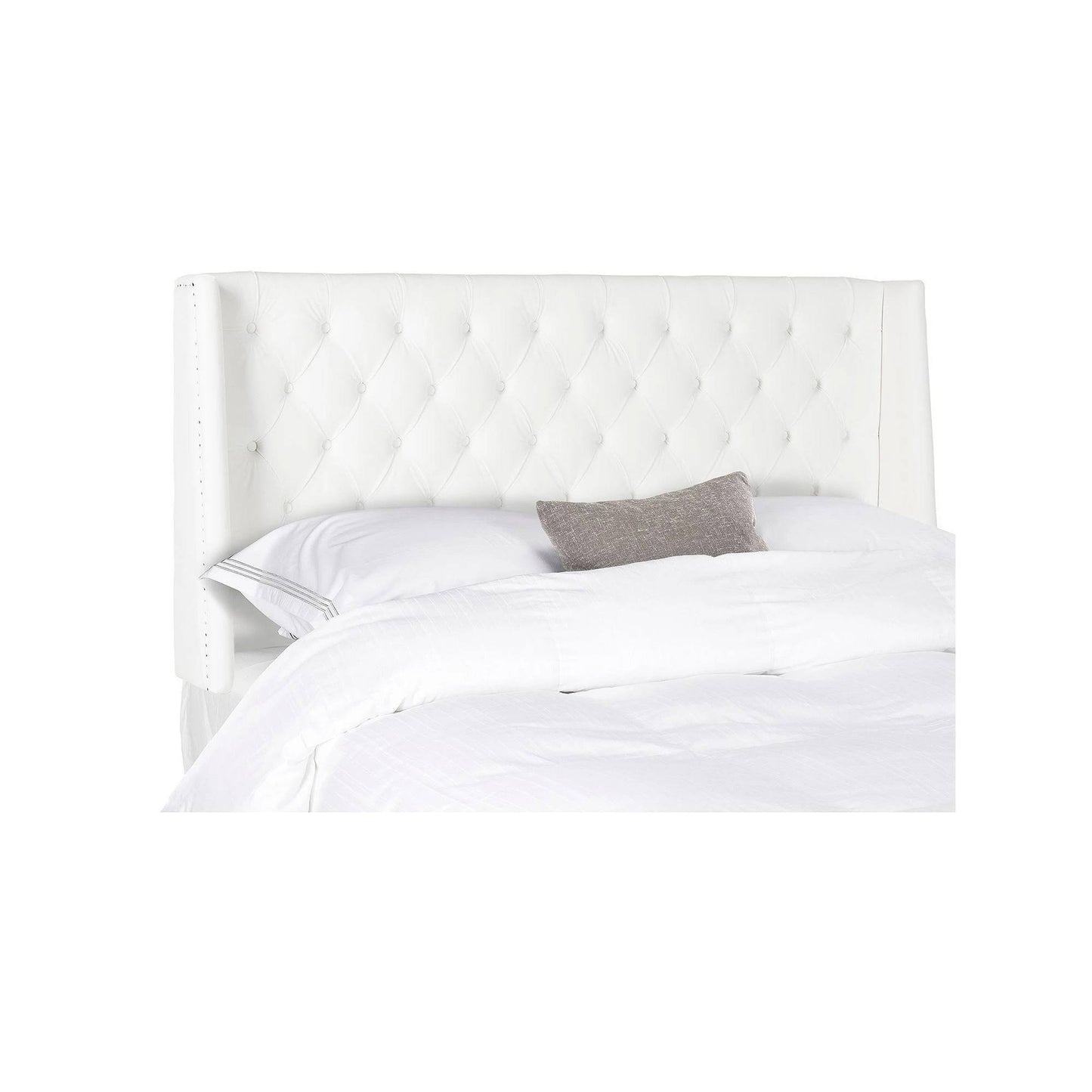 London White Tufted Winged Headboard (Queen)