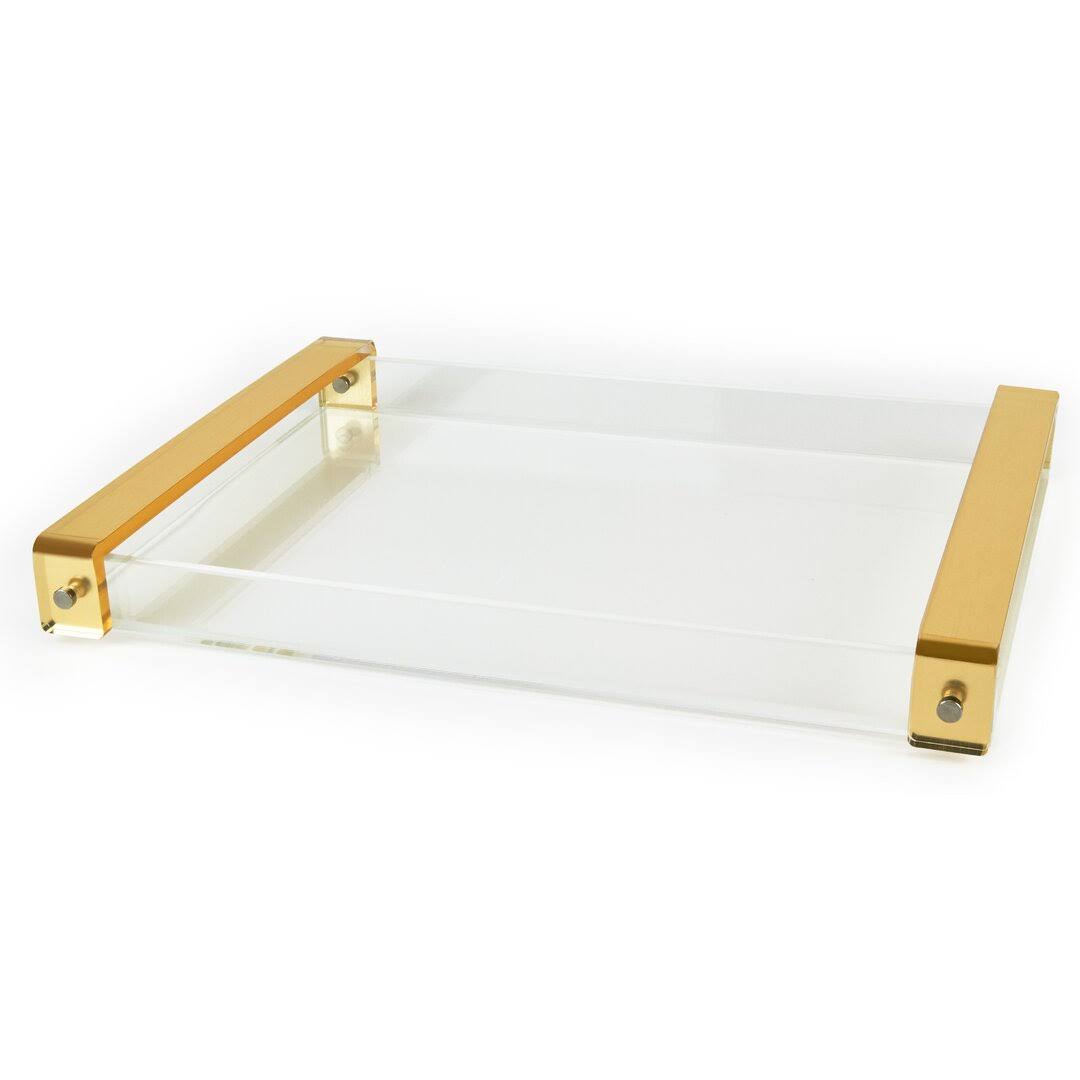 Lucite Handle Ottoman/Coffee Table Tray Color: Gold