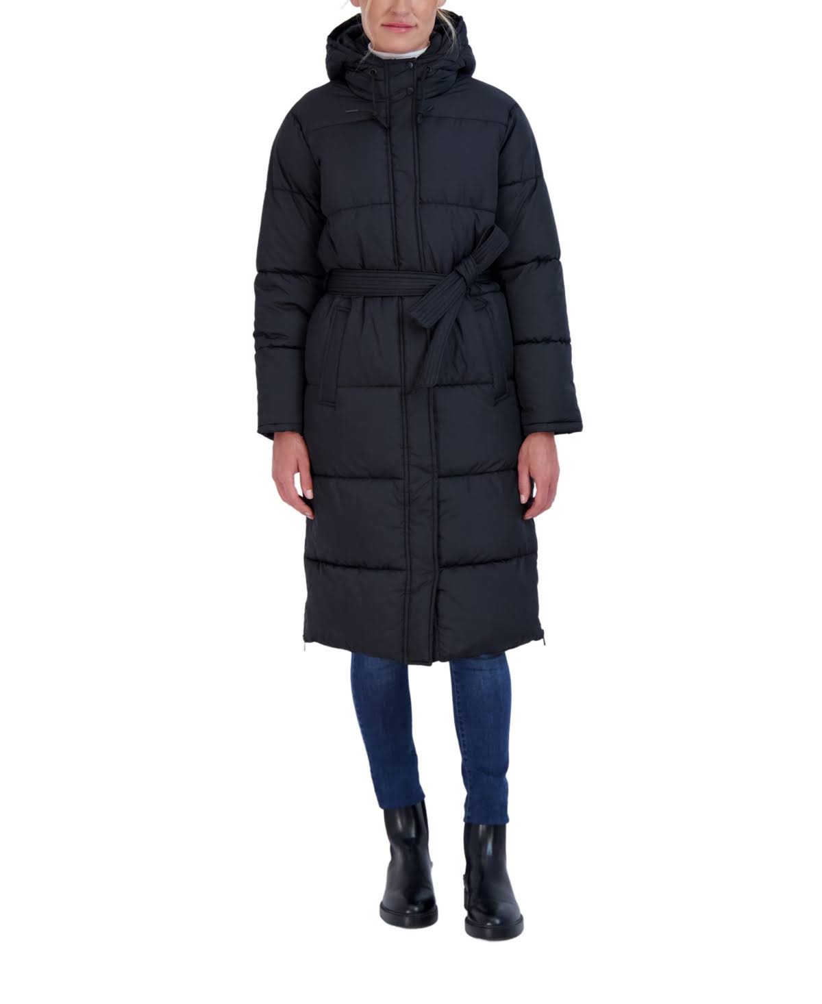 Long Puffer Jacket, Size: Large, Black