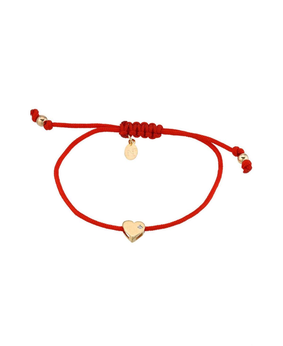 Lev 14k Yellow Gold Red Heart Fortune Diamond Bracelet