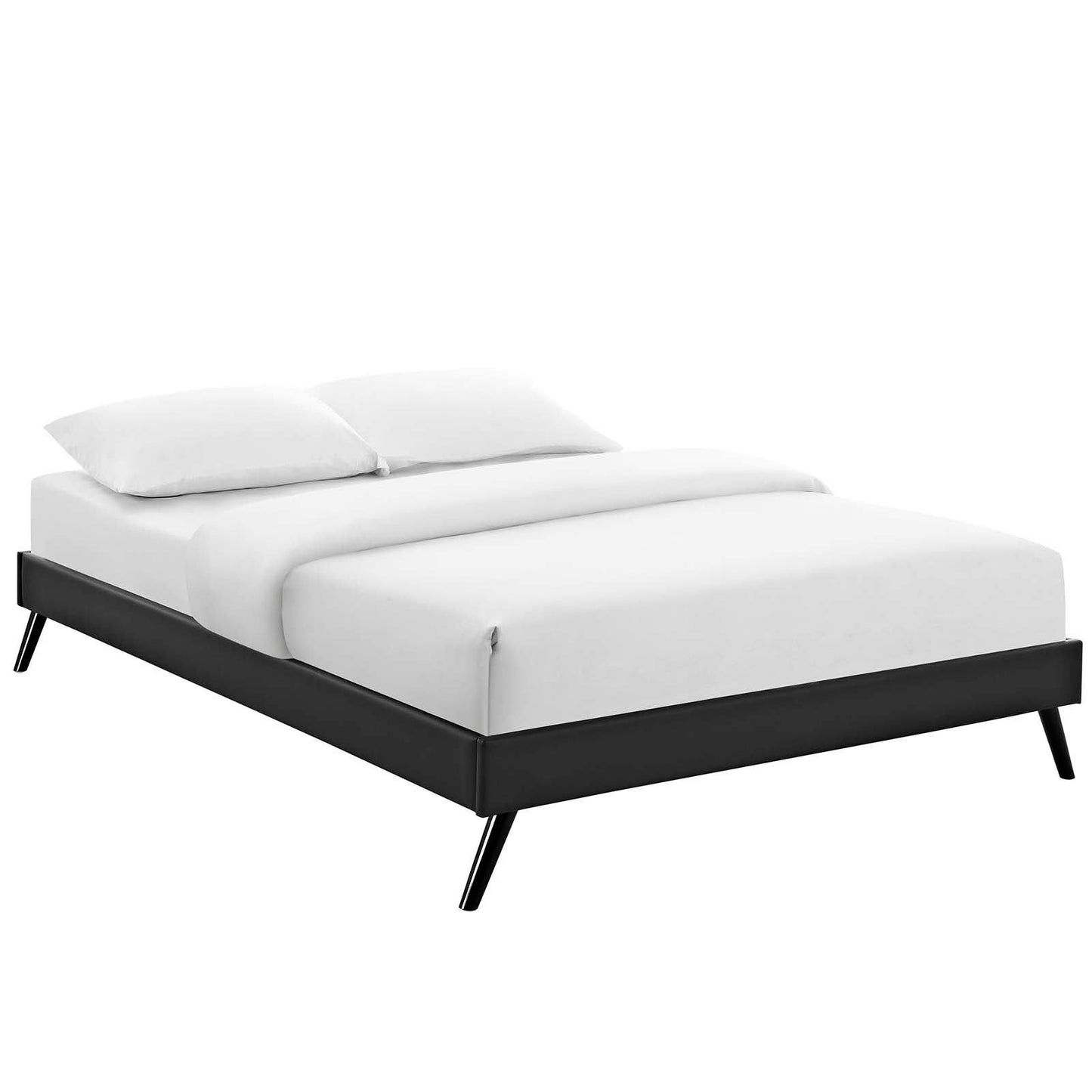 Loryn Queen Vinyl Bed Frame With Round Splayed Legs - Black