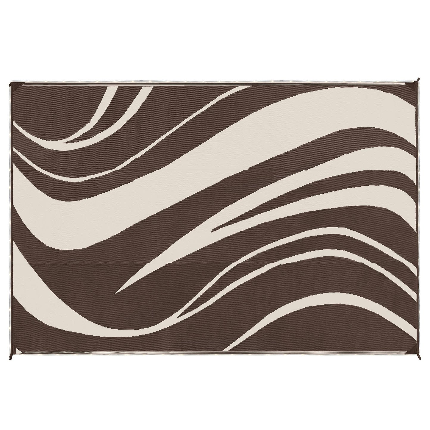 Led Illuminated Patio Mat With Wave Design 9' X 12' Brown