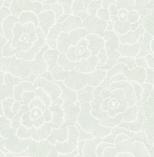 Light Grey Textured Floral Wallpaper - Grey -