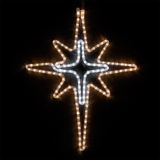 Lighting 28 In. 149-Light Led Warm And Cool White Hanging Bethlehem Star With Cross