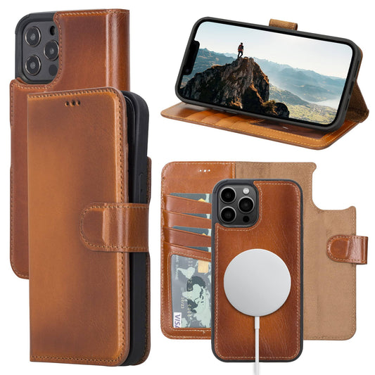 Leather Wallet Case For Iphone 12 Pro Max - Oxa, Rustic