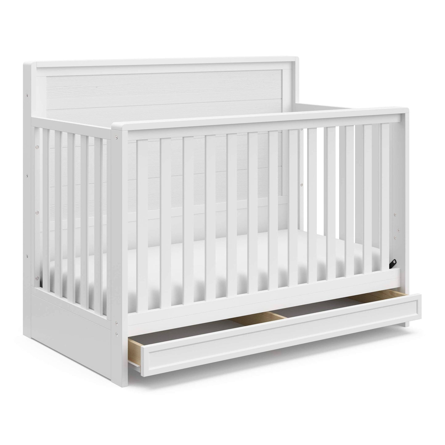 Luna 4-In-1 Convertible Crib With Drawer - White