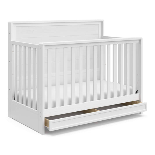 Luna 4-In-1 Convertible Crib With Drawer - White