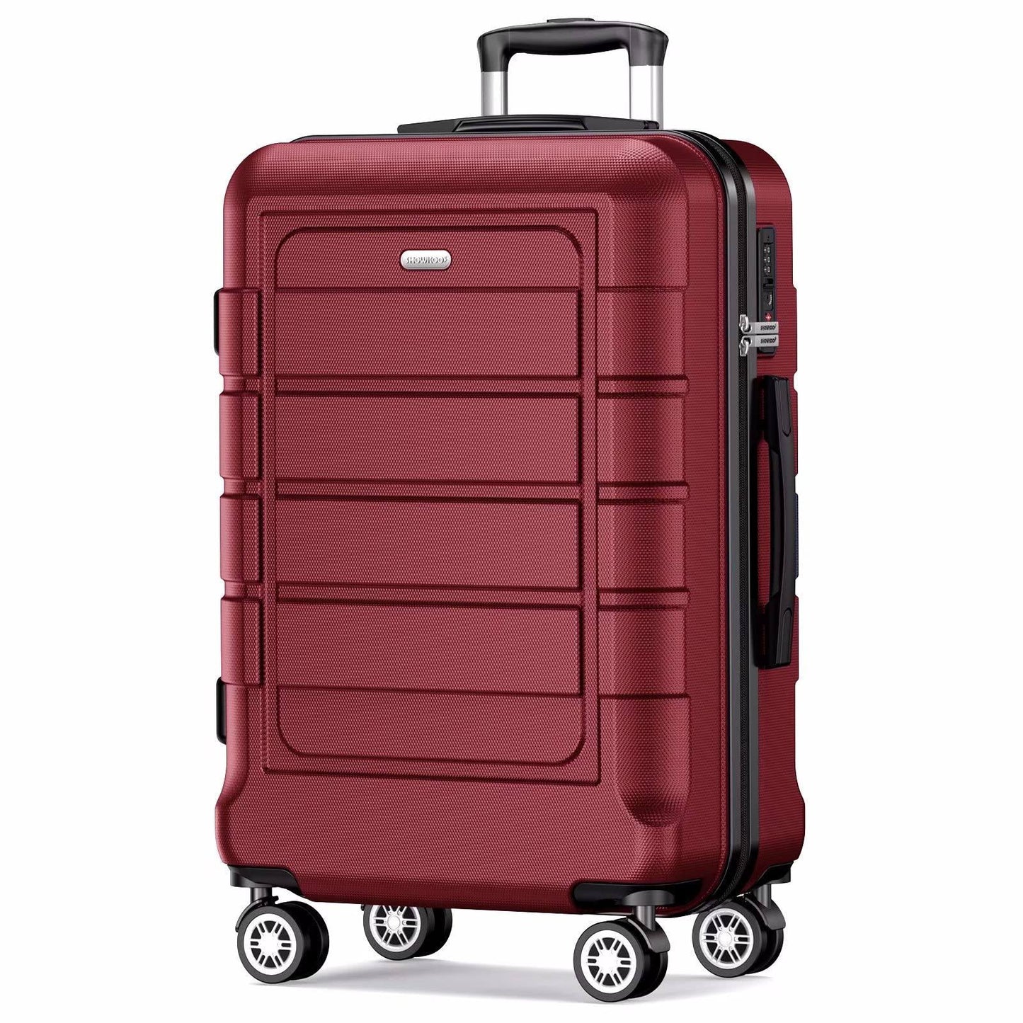 Luggage Sets Expandable Pc+Abs Durable Suitcase Double Wheels Tsa Lock Red Wine