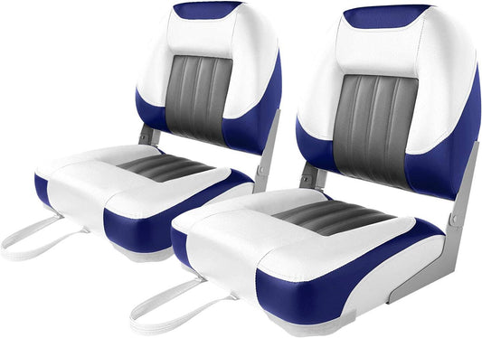 Low Back Boat Seat Fold Down Fishing Boat Seats 2 White Grey Blue