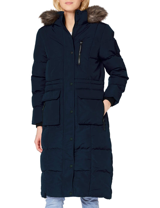 Longline Faux Fur Everest Coat - Black