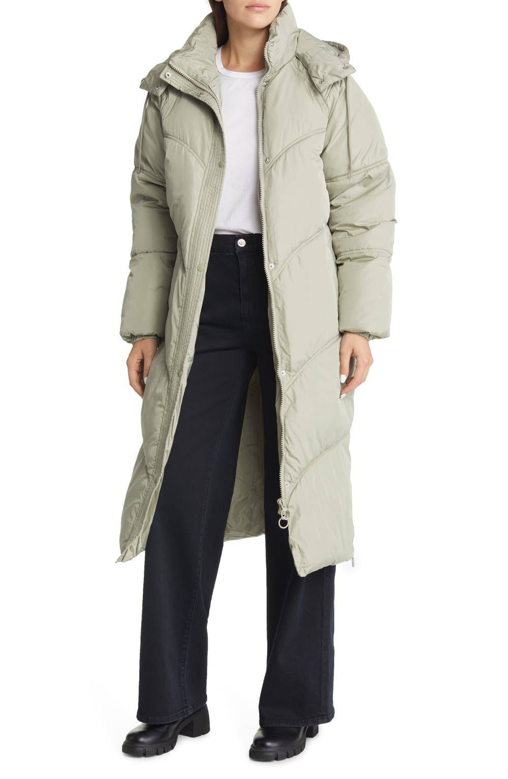 Longline Puffer Coat In Black At Nordstrom, Size 12p Us