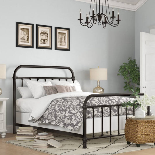 Low Profile Standard Bed Size: Full, Color: Dark Bronze/Satin Beige