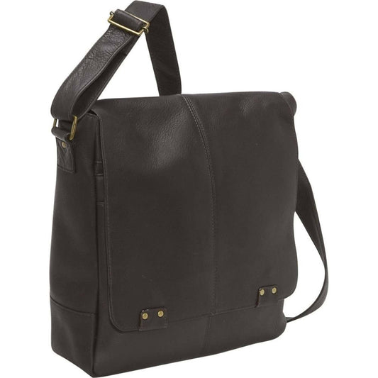 Leather Rivet Computer Messenger (Black)