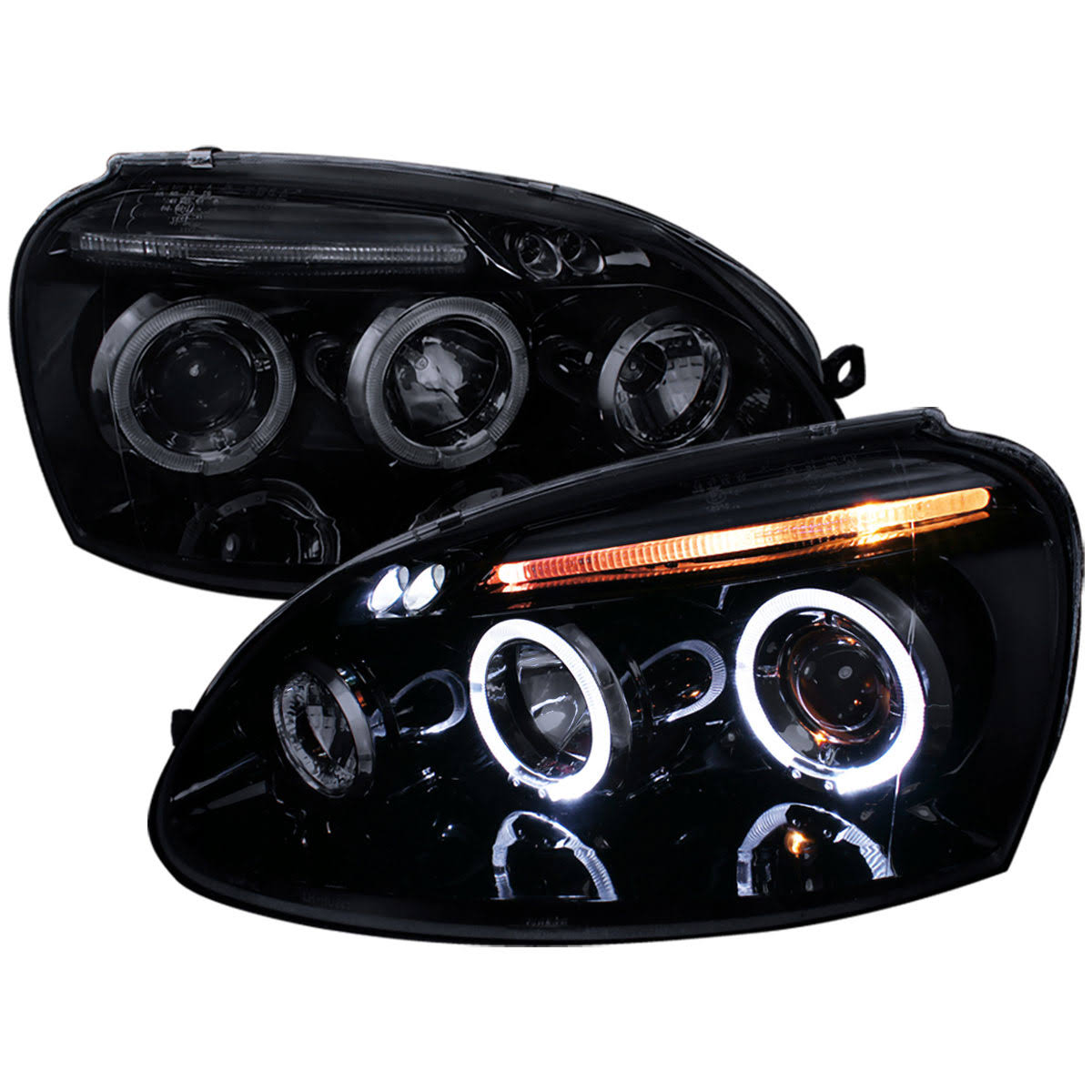 Lhp-Glf05g-Tm Dual Halo Projector Headlights (Glossy Black Housing/Smoke Lens) Volkswagen Golf Rabbit | Jetta 2006-2010