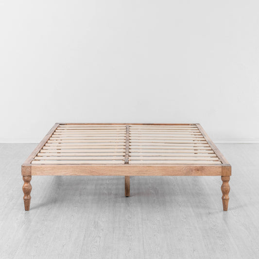 London Rhonda Solid Mango Wood Platform Bed - Natural - Queen