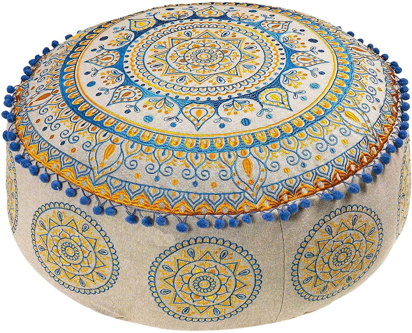 Life Art Bohemian Pouf Ottoman Cover - Luxury, Artisan Room Décor Pouffe For Meditation, Yoga, And Boho Chic Seating Area Stool Floor Pillow