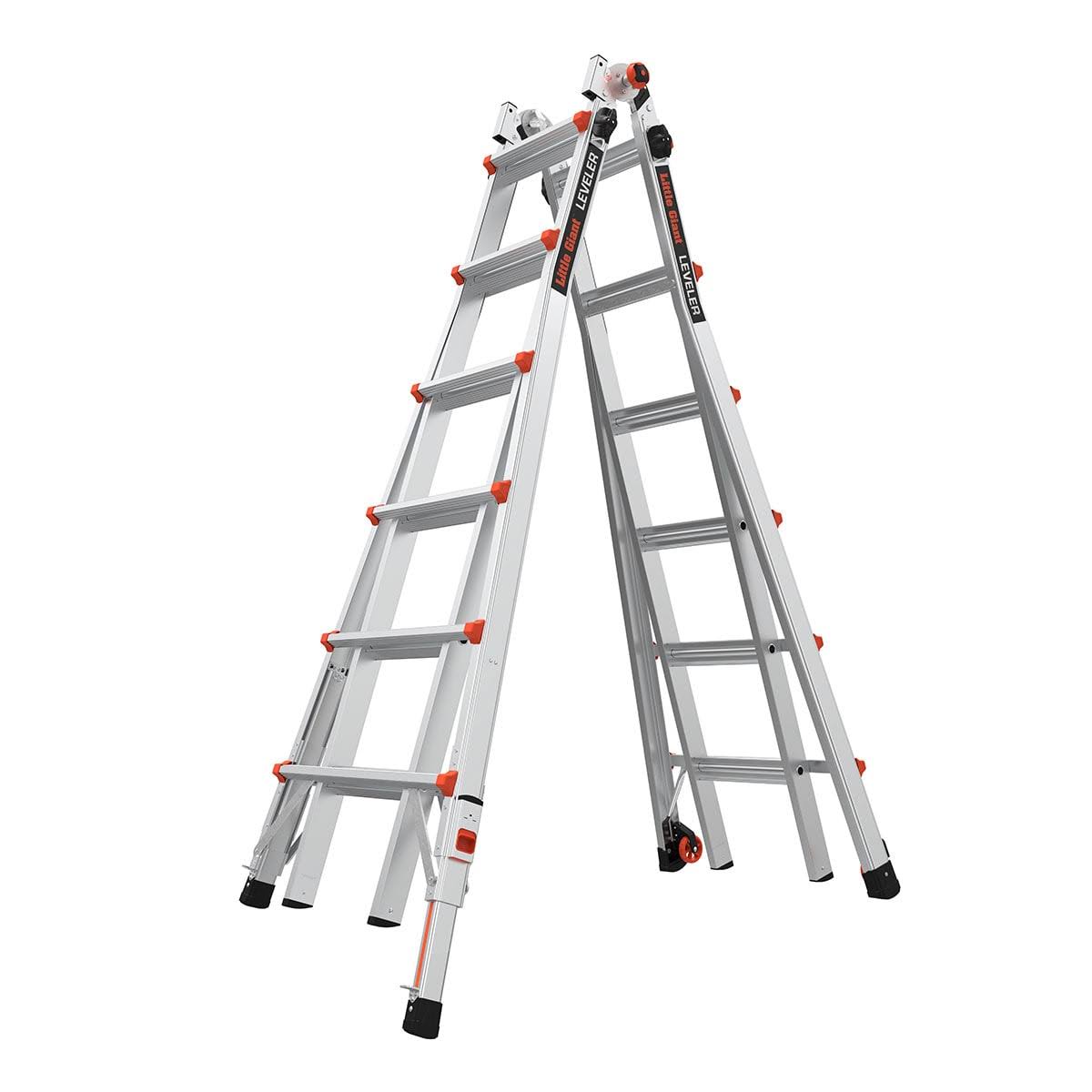 Leveler M26 With Leg Levelers And Airdeck Ports Aluminum 26-Ft Reach Type 1a- 300-Lb Capacity Telescoping Multi-Position Ladder 16926-803