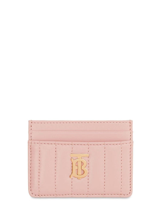 Lola Quilted Leather Card Case - Dusky Pink