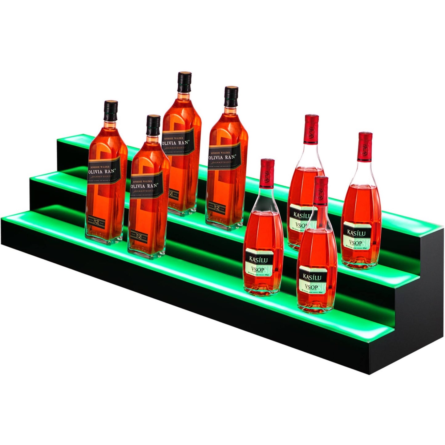 Led Lighted Liquor Bottle Display Shelf Led Bar Bottle Display 60" 3-Step