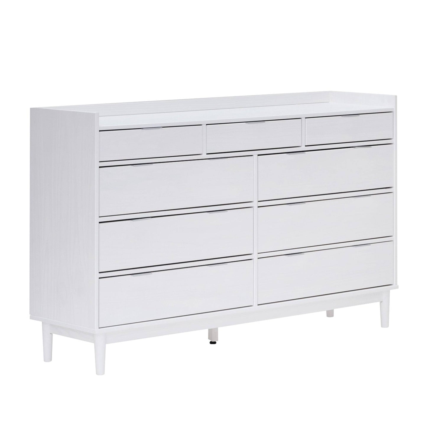 Lee Mid Century 9 Drawer Dresser White Solid Wood