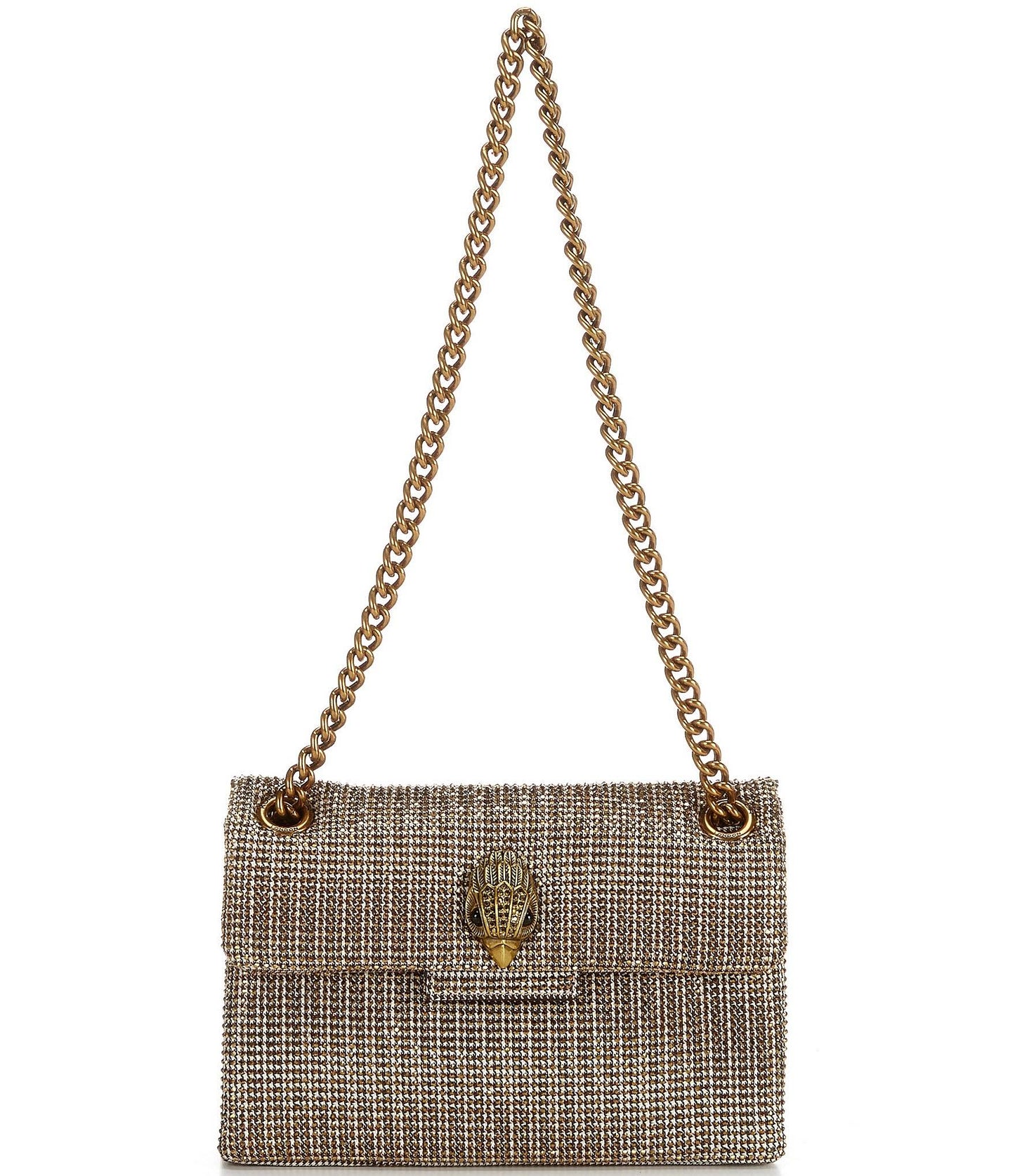 London Mini Kensington Tweed Crossbody Bag In Dark Beige