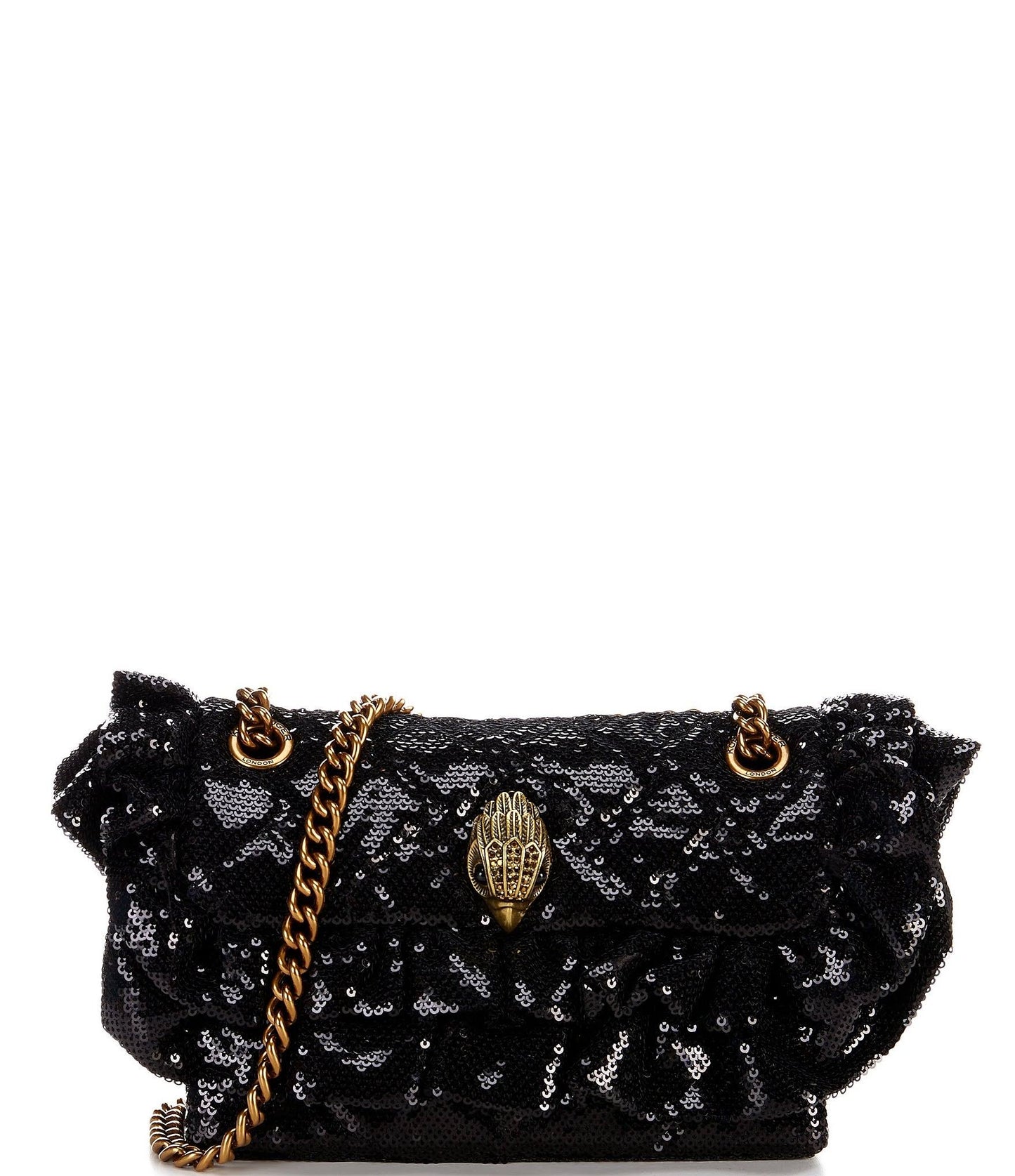 London Ruffle Sequin Mini Kensington Crossbody Bag - Black