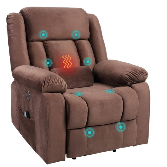 Lift Recliner Chair With Massage And Heating For Elderlyseniors, Electric Recliner Chair Sofa For Living Room With Side Pocket And Lumbar Pillow